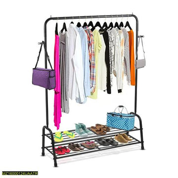 Black Metal 3-in-1 Clothing & Shoe Rack